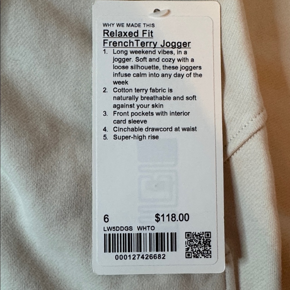 lululemon White Opal Joggers Size 6 - Picture 15 of 16